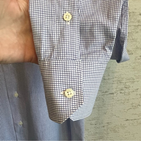 Gitman Bros Tailored Fit Men's Classic Blue Gingham Button Up Shirt Sz 16 35 USA - Picture 4 of 14